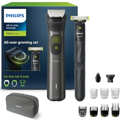 Immagine di Philips Serie 9000 13 in uno Trimmer + OneBlade, set completo per il grooming, rifinitura precisa, bordi definiti, rasatura comoda, 27 impostazioni di lunghezza (0,2 20 mm) (modello MG9530/15)