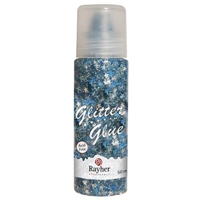 Immagine di Rayher 30190376 Bottiglia con Stelle Glitterate, 50 ml, Colore: Blu/Argento