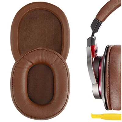 Immagine di Geekria QuickFit Cuscinetti auricolari di ricambio in pelle proteica per cuffie ATH M50X, M50xBT2, M50XBT, M50, M40X, M30, M20, M10, MSR7, parti (marrone)