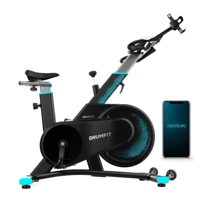 Immagine di Cecotec Bicicletta Indoor DrumFit 7000 Magno Connected Resistenza Magnetica, Connettività Bluetooth, Design Compatto, Sella e Manubrio Ergonomici Regolabili, Display LCD