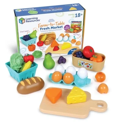 Immagine di Learning Resources New Sprouts Mercato dalla Fattoria alla Tavola, età 18 Mesi Bambina di 2 Anni, Cibo Giocattolo, 27 Pezzi, Multicolore, LER9749