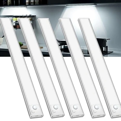 Immagine di JEKEMORYE Luce LED Sottopensile Cucina Luci Bianco 20CM 5 Pezzi Viene Fornito con 3 Cavi di Alimentazione USB