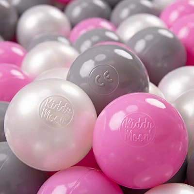 Immagine di KiddyMoon 700 Palline/7Cm Palline Morbide Colorate Per Piscina Bambini Fatto In EU, Perla/Grigio/Rosa