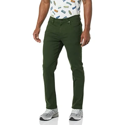 Immagine di Amazon Essentials Pantaloni in Twill Elasticizzati con 5 Tasche Slim Uomo, Verde Oliva Scuro, 40W / 34L