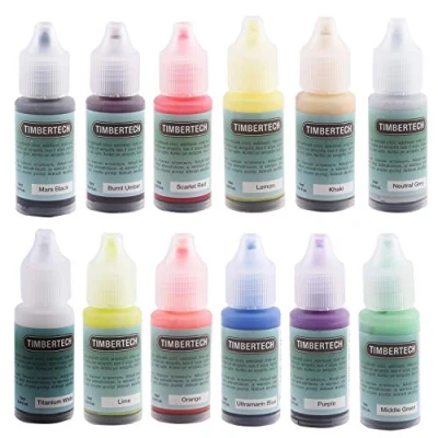 Immagine di Timbertech Kit Pittura Colori acrilici per aerografo, 12x10ml, Modello Set Base vernice multicolore Air