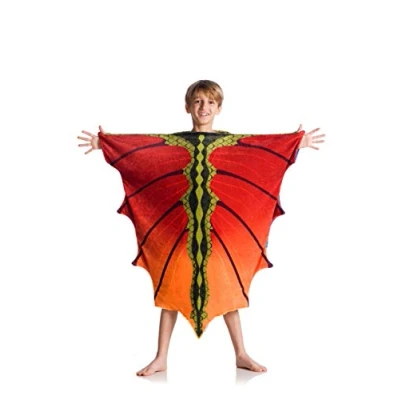 Immagine di Coperta per bambini indossabile Dragon, soffice pile, copre fronte e retro ti permette di camminare ed usare le braccia, dimensioni 90x100cm, color drago
