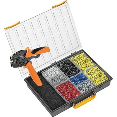Immagine di Weidmüller Set di cavi PZ 6ROto L RC (con pinza crimpatrice e manicotti terminali in diverse misure colori, con custodia plastica) 485803