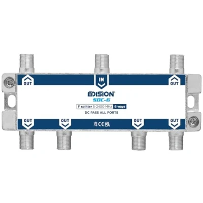 Immagine di EDISION SDC 6 Partitore Antenna TV uscite, splitter Satellitare e con connettore F, Distributore di Segnale TV, Frequenze 5 2400Mhz, DVB S2, T2, C, Passaggio DC, Vie