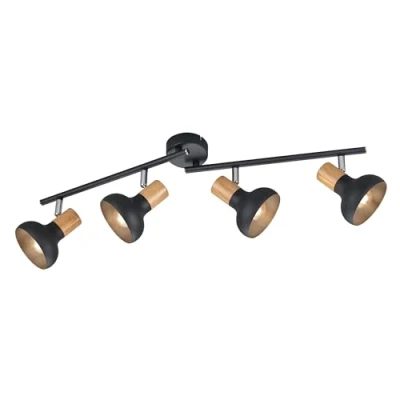 Immagine di Reality Spot Bar Latika R81523032, Metallo Nero opaco, legno sintetico, escl. 3x E14