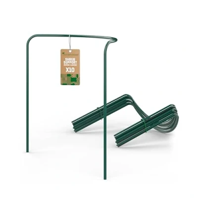 Immagine di GardenGloss® Supporti per Arbusti (10 Pezzi) Supporto Mezzo Rotondo Piante in Acciaio Fiori Ortensie e Rose Anello (35cm x 40cm)