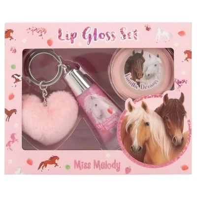Immagine di Depesche 12941 Miss Melody Set disegno di cavallo per bambini, 2 lucidalabbra con fragranze fruttate, incluso ciondolo in peluche, Pink, 0012941