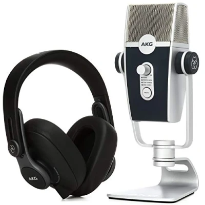 Immagine di AKG, Kit audio essenziale professionale, per streamer, vlogger e gamer: include microfono Lyra USB C, cuffie K371 software Ableton Lite