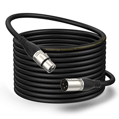 Immagine di NUOSIYA Cavo XLR Bilanciato 15m, per microfono, da 3 pin maschio a femmina, registratore studio, mixer, sistema di altoparlanti, alimentazione phantom