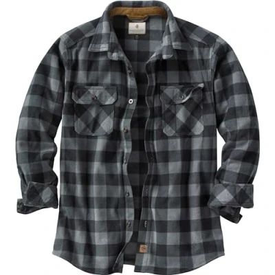 Immagine di Leggendary Whitetails Navigator Camicia a Maniche Lunghe in Pile, Uomo, Lunghe, 6494, Plaid Grafite, XL