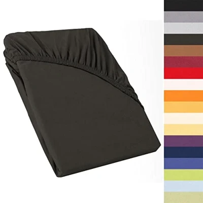 Immagine di CelinaTex Lenzuolo con Angoli Elasticizzati sotto, Cotone, Antracite 160 g/m², Topper 120x200 130x200 x 20 cm 1er Set