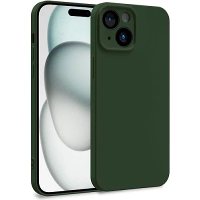 Immagine di MyGadget Cover per iPhone 15 Custodia in Silicone Morbido a Doppio Strato Case con Protezione Fotocamera &amp; Fodera Interna Antigraffio Verde Oliva