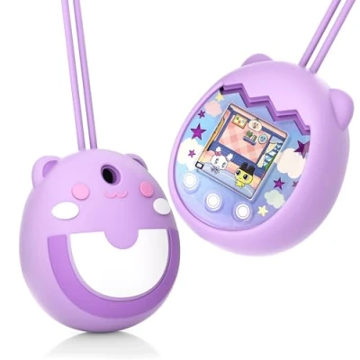 Immagine di custodia in silicone per Tamagotchi Pix Virtual Pet Game Machine, protettiva anti goccia con cordino le dita, di ricambio (viola)