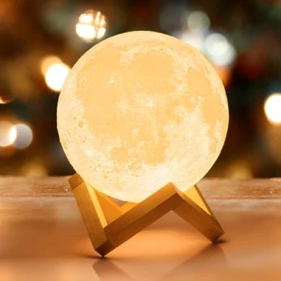 Immagine di Mydethun 18cm Moon lampada luna luce notturna per bambini regalo donne di ricarica USB touch control e luminosità due tono bianco caldo freddo