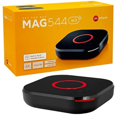 Immagine di MAG 544w3 Original Infomir &amp; hb digital 4K Set Top Box Multimedia Player Internet TV Receiver UHD 60FPS 2160p@60 FPS HDMI 2.1 e supporto HEVC USB 3.0 4X ARM Cortex A35 + cavo
