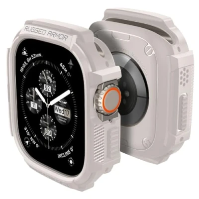 Immagine di Spigen Cover Rugged Armor Compatibile con Apple Watch Ultra 2 49mm e Dune Beige