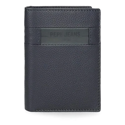 Immagine di Pepe Jeans Checkbox Portafogli e in Pelle bovina, Nero, Marrone, Blu Grigio, blu, Taglia unica, Portfolio verticale
