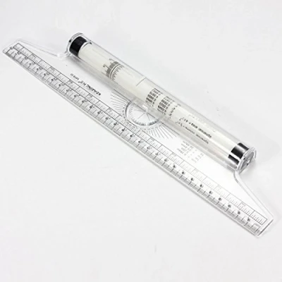 Immagine di OriGlam Righello metrico scorrevole in plastica morbida trasparente, per linee rette, angoli, parallele, 30,5 cm/12 pollici