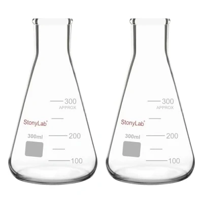 Immagine di StonyLab 2 Pezzi Boccette di Erlenmeyer a Bocca Stretta 300ml con Bordo Resistente Narrow Mouth Flasks