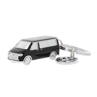 Immagine di Brisa VW Collection Volkswagen Portachiavi vintage in metallo smaltato, per chiavi/zaino/borsa, Bus T5/T6 design (Bus classico/Nero)