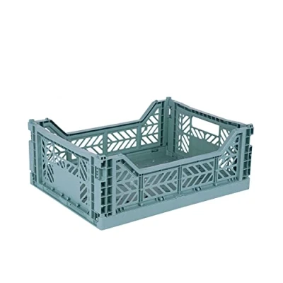 Immagine di Ay Kasa Cassetta pieghevole, stabile in plastica, impilabile, Teal, Midi (40 x 30 14 cm)