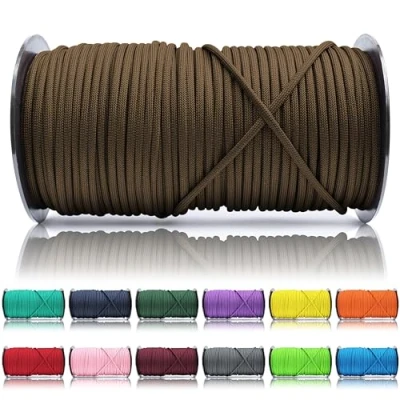Immagine di Ganzoo Paracord 550, corda da 4mm, 100 Metri, Poliestere, Tipo 3 7 fili interni, fai te guinzaglio per cani collare bracciale, campeggio sopravvivenza e multifunzione, marrone