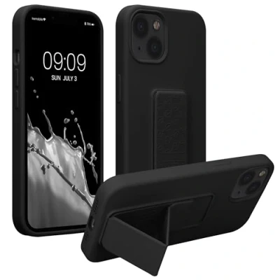 Immagine di kwmobile 1x Custodia Compatibile con Apple iPhone 13 Cover Supporto Dita Back Case per Smartphone Protezione Gommata nero