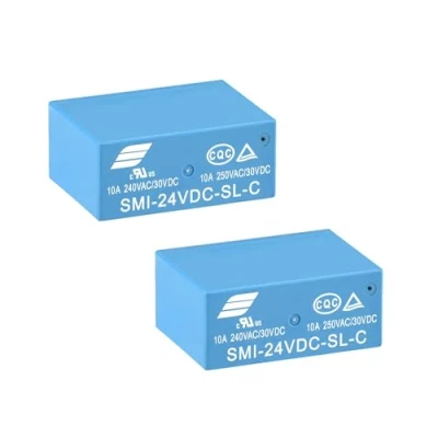 Immagine di Heschen Relè scheda PC, SMI 24VDC SL C, bobina DC24V, SPDT, 10A 250VAC/30VDC, terminali a 5 pin, confezione da 2