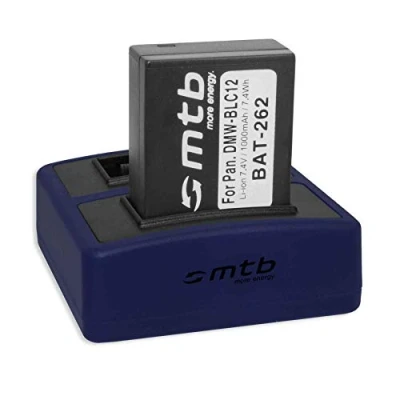 Immagine di Batteria + Caricabatteria doppio Compact (USB) per Panasonic DMW BLC12(E) Lumix DMC FZ200, FZ300, FZ1000, FZ2000.. Sigma dp quattro Leica Q (Typ 116) v. lista (Cavo USB micro incluso)