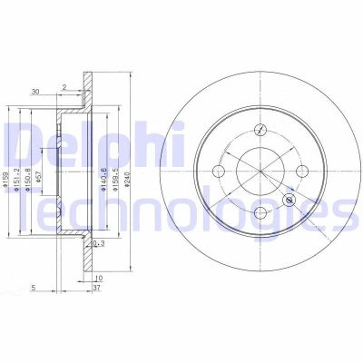 Immagine di DELPHI BG3403 Disco freno 240 10 4 pieno Oleato non trattato senza cuscinetto ruota, anello sensore ABS OPEL: Meriva A, Astra H Caravan