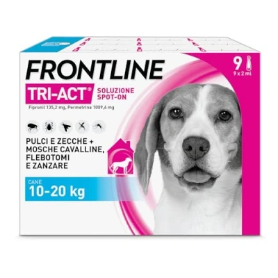 Immagine di FRONTLINE Triact, 9 Pipette, Cane M (10 20 kg), Antiparassitario per Cani e Cuccioli di Lunga Durata, Protegge il da Pulci, Zecche, Zanzare, Pappataci Leishmaniosi, Antipulci Pipette