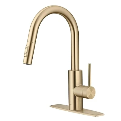 Immagine di KRAUS Oletto KPF 2620SFACB Rubinetto da cucina estraibile con montaggio superiore QuickDock in bronzo champagne antico senza macchie