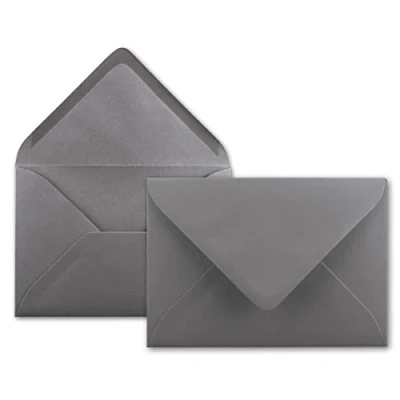 Immagine di Neuser Buste da lettere 80 g/m² in colori vivaci, formato B6, dimensioni 175 x 125 mm, chiusura adesiva inumidire 50 Umschläge Grafite/Grigio