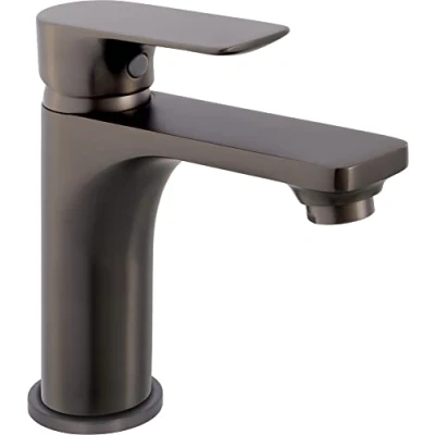 Immagine di Cornat monocomando per lavabo Edition Color, Corpo in Ottone Effetto Grafite, Fissaggio Senza Sforzo, con valvola di Scarico a Pressione, Bagno, Rubinetto lavandino, nerg1