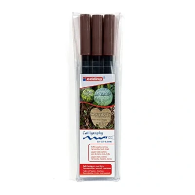 Immagine di edding 1255 Pennarello punta calligrafica; Set 3 pz.; Colore marrone scuro; Tratti 2,0 mm, 3,5 0,5 mm