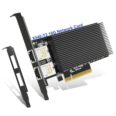 Immagine di 10Gb Dual LAN Base T PCI e Network Card, Intel X540 Controller, NICGIGA 10Gbps Ethernet Adapter, 2 * 10Gbe RJ45 Port, 10G NIC Support Windows/Windows Server/Linux/Vmware/ESX