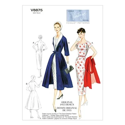 Immagine di Vogue V8875 Cartamodelli per Abiti da Donna con Cintura e Colletto Staccabile, Taglie B5 8 10 12 14 16