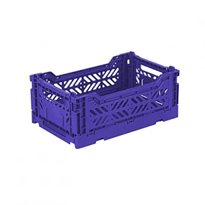 Immagine di Ay Kasa Cassetta pieghevole, stabile in plastica, impilabile, blu sax (27 x 17 11 cm)