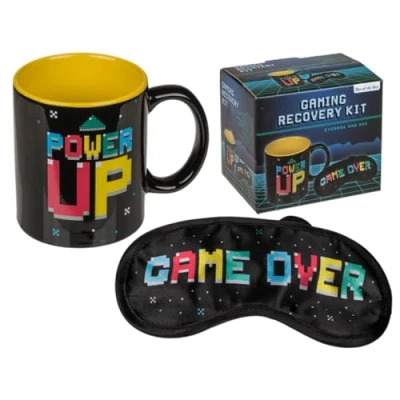 Immagine di ootb Kit di Recupero Gioco, Maschera per Gli Occhi e Tazza, Nero, Giallo, Eye Mask: 20 x 10 cm &amp; Cup: 7,8 9,5