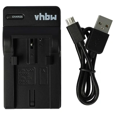 Immagine di vhbw caricabatterie USB compatibile con Kodak EasyShare Z612, Z712 IS, Z812 Z1012 IS batterie di videocamera, reflex Stazione ricarica