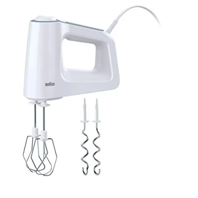 Immagine di Braun HM3100WH MultiMix 3 Sbattitore Elettrico, Mixer ad Immersione, Impugnatura Antiscivolo, 5 velocità+Turbo, Dotata di 2 fruste e ganci, Leggero, Sistema Easyclick, Potenza 500W, Plastica, Bianco