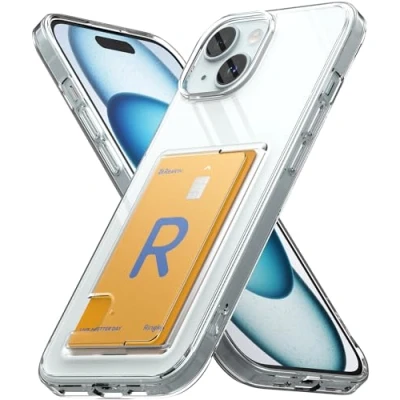 Immagine di Ringke Fusion Card Compatibile con Cover iPhone 15 Plus, Custodia Portafoglio Trasparente Porta Carte Integrato per Ricarica Wireless Clear