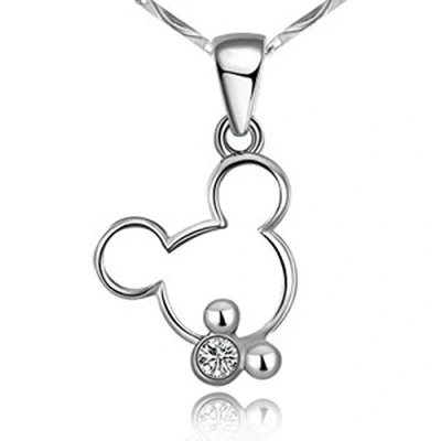 Immagine di findout signore argento collana di diamanti ciondolo Topolino .per donne ragazze. (f1462)