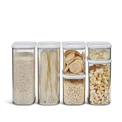 Immagine di Mepal Set di 6 pezzi Contenitori Plastica per Alimenti con Coperchio Organizzatori da Cucina Trasparente, Impilabili &amp; Ermetici 2 x 1000 ml, 1 1500 ml e 425 White
