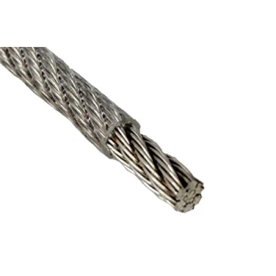 Immagine di Fune metallica 3/4 mm, 15 m, corda per ringhiera, in acciaio inox 7 x 7, rivestita PVC, trasparente, EN 1.4401, morbida, A4 NIRO, Nirosta