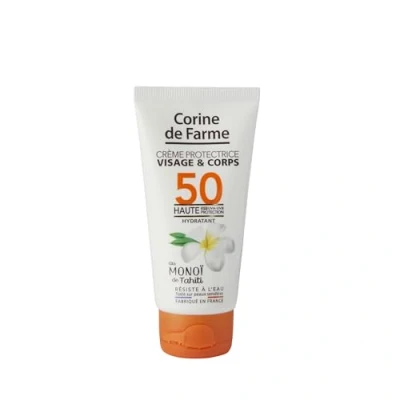 Immagine di Corine de Farme Crema protettiva Viso &amp; Corpo SPF50 Alta protezione UVA UVB Monoï Tahiti Resistente all&#039;Acqua Made in France 50 ml